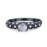 Vintage Style Round Natural Stone Solitaire Ring