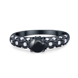 Vintage Style Round Natural Stone Solitaire Ring