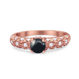 Vintage Style Round Natural Stone Solitaire Ring