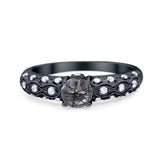 Vintage Style Round Natural Stone Solitaire Ring