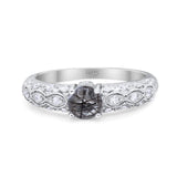 Vintage Style Round Natural Stone Solitaire Ring