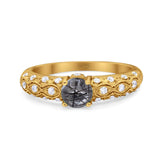 Vintage Style Round Natural Stone Solitaire Ring