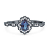 Art Deco Oval Natural Stone Floral Ring
