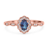 Art Deco Oval Natural Stone Floral Ring