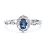 Art Deco Oval Natural Stone Floral Ring