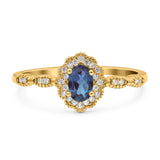 Art Deco Oval Natural Stone Floral Ring