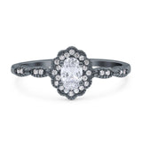 Art Deco Oval Natural Stone Floral Ring