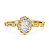 Art Deco Oval Natural Stone Floral Ring