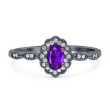 Art Deco Oval Natural Stone Floral Ring