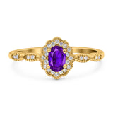 Art Deco Oval Natural Stone Floral Ring