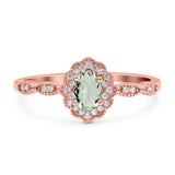 Art Deco Oval Natural Stone Floral Ring