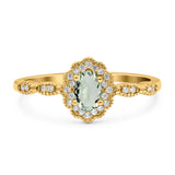 Art Deco Oval Natural Stone Floral Ring