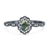 Art Deco Oval Natural Stone Floral Ring