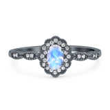 Art Deco Oval Natural Stone Floral Ring
