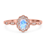 Art Deco Oval Natural Stone Floral Ring