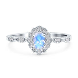 Art Deco Oval Natural Stone Floral Ring