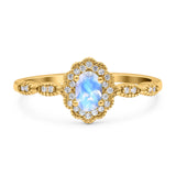 Art Deco Oval Natural Stone Floral Ring