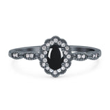 Art Deco Oval Natural Stone Floral Ring