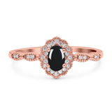 Art Deco Oval Natural Stone Floral Ring