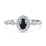 Art Deco Oval Natural Stone Floral Ring