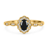 Art Deco Oval Natural Stone Floral Ring