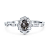 Art Deco Oval Natural Stone Floral Ring