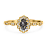 Art Deco Oval Natural Stone Floral Ring