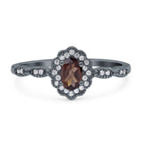 Art Deco Oval Natural Stone Floral Ring