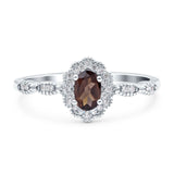 Art Deco Oval Natural Stone Floral Ring