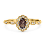 Art Deco Oval Natural Stone Floral Ring