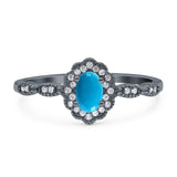 Art Deco Oval Natural Stone Floral Ring