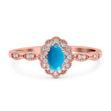 Art Deco Oval Natural Stone Floral Ring