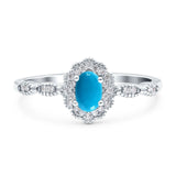 Art Deco Oval Natural Stone Floral Ring