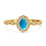 Art Deco Oval Natural Stone Floral Ring