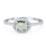 Art Deco Oval Natural Stone Solitaire Ring