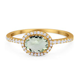 Art Deco Oval Natural Stone Solitaire Ring