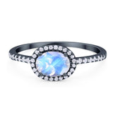 Art Deco Oval Natural Stone Solitaire Ring