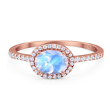 Art Deco Oval Natural Stone Solitaire Ring