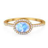 Art Deco Oval Natural Stone Solitaire Ring