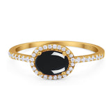 Art Deco Oval Natural Stone Solitaire Ring