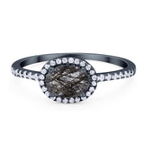 Art Deco Oval Natural Stone Solitaire Ring