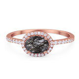 Art Deco Oval Natural Stone Solitaire Ring