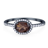 Art Deco Oval Natural Stone Solitaire Ring