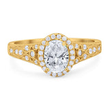 Vintage Style Oval Natural Stone Art Deco Ring