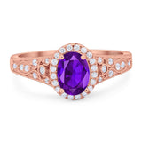 Vintage Style Oval Natural Stone Art Deco Ring