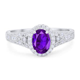 Vintage Style Oval Natural Stone Art Deco Ring