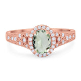 Vintage Style Oval Natural Stone Art Deco Ring