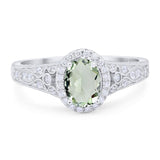 Vintage Style Oval Natural Stone Art Deco Ring