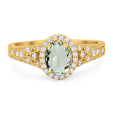 Vintage Style Oval Natural Stone Art Deco Ring