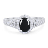 Vintage Style Oval Natural Stone Art Deco Ring